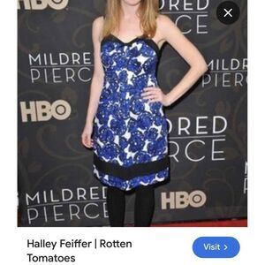 Richard Chai By Target Women's Blue Strapless Floral Print Sweetheart Dress SZ 7